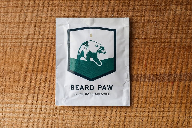 A sachet of Beard Paw wipes